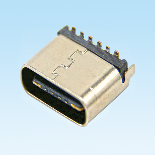 TYPE C 母座 6Pin 立式贴片 H6.5/6.8mm