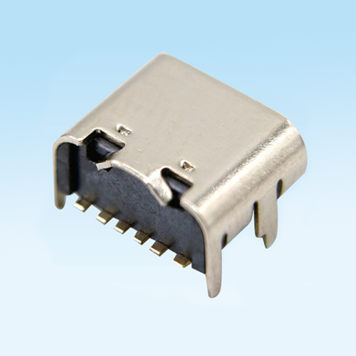 TYPE C 母座 6Pin 卧式 四脚插件