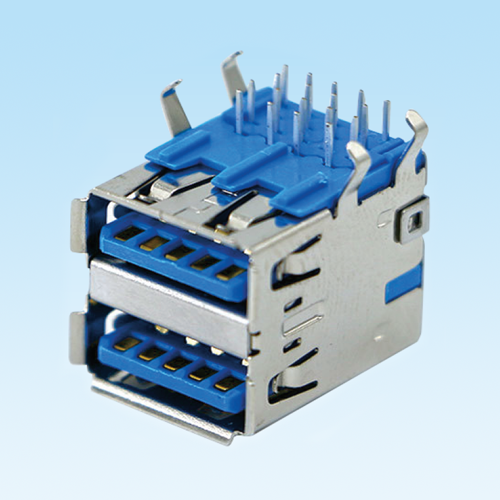USB3.0 母座 18Pin 双层90° 卷边 弯脚